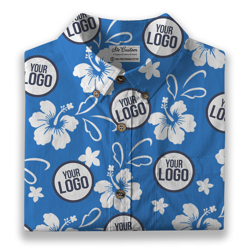 Azure Hibiscus – Premium Cotton Long Sleeve Shirt 2